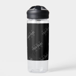 Sehr dunkelgraues und schwarzes Monogramm-Namensmu Trinkflasche