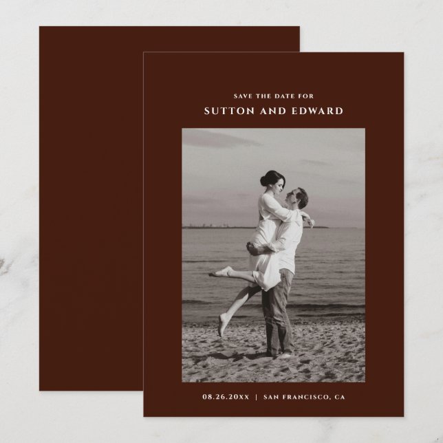 Sehr einfaches Foto für Singles Save The Date (Vorne/Hinten)