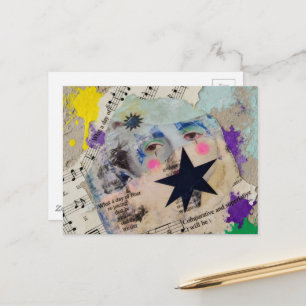 Sehr einzigartige farbenfrohe Person Mixed Media C Postkarte
