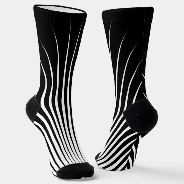 Sehr einzigartiges Muster aus Weiß und Schwarz Socken (Gewinkelt)