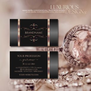 Sehr elegante Schwarze und Rose Verzierte Ornament Visitenkarte