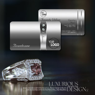 Sehr elegante Silberschimmernde Diamanten und Logo Visitenkarte