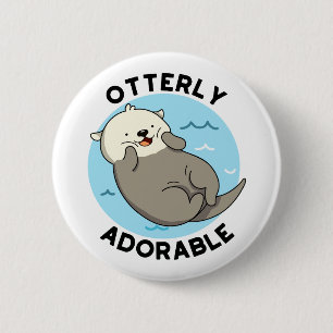 Sehr erfreulich Funny Floating Otter Pun Button