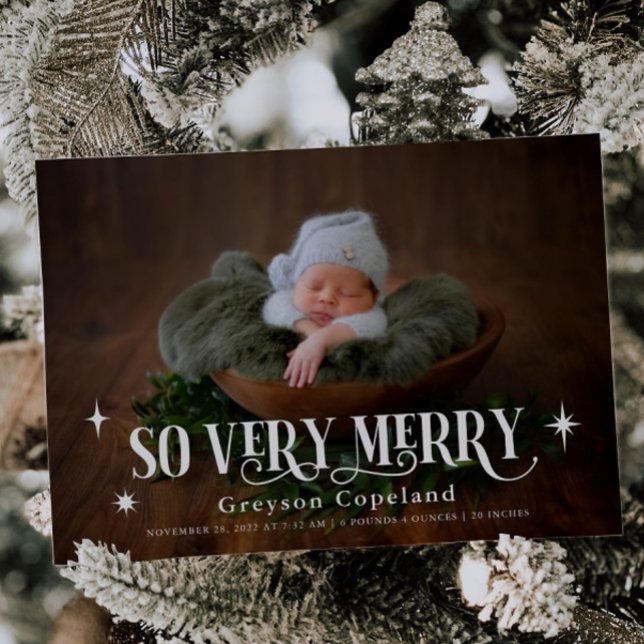 Sehr erfreuliches Holiday Baby Foto Geburtsankündi Ankündigung (Von Creator hochgeladen)