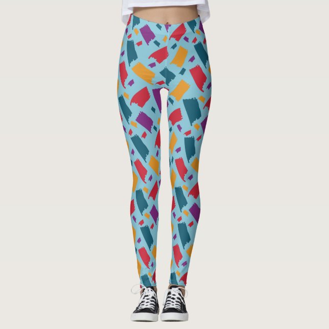 Sehr farbiges Abstraktes Muster Leggings (Vorderseite)