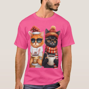 Sehr festliche Katzen Gepunktete Katzen zu Weihnac T-Shirt