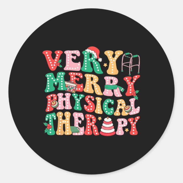 Sehr frohe körperliche Therapie Pt Weihnachten Phy Runder Aufkleber (Vorderseite)