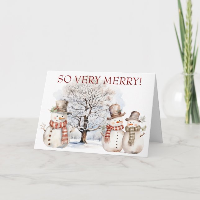 Sehr frohe Snowmen Feiertagskarte (Vorderseite)