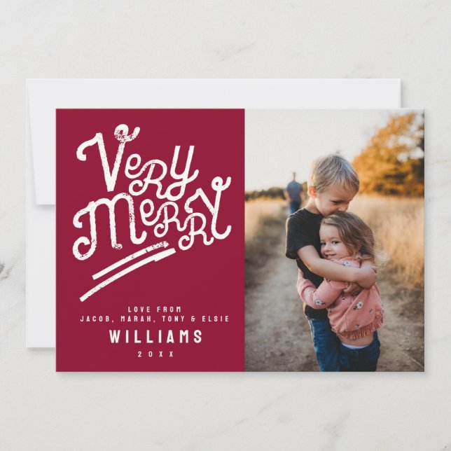 Sehr frohe Typografie Foto Custom Text Weihnachten (Vorderseite)