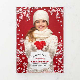 Sehr frohe Weihnachten. Dreischaltkarten mit mehre Dreifach Gefaltete Ankündigung