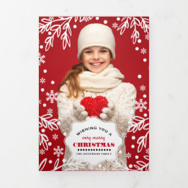 Sehr frohe Weihnachten. Dreischaltkarten mit mehre Dreifach Gefaltete Ankündigung