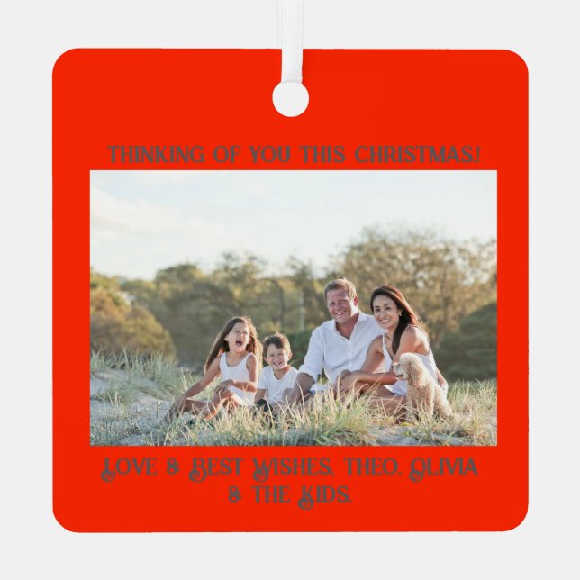 Sehr frohe Weihnachts-Foto Bäume Ornament Aus Metall (Rückseite)
