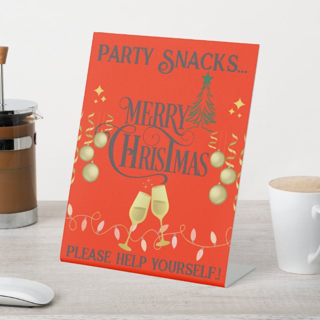 Sehr frohe Weihnachts-Party Snacks Sockelschild (In SItu)