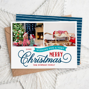 Sehr frohe Weihnachts Script 2 Foto Feiertagskarte