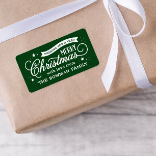 Sehr frohe Weihnachts-Script-Weihnachtsgeschenk Adressaufkleber