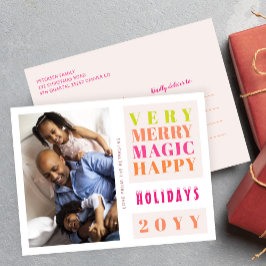 Sehr frohe Weihnachtsfeiertage große Typografie Feiertagspostkarte