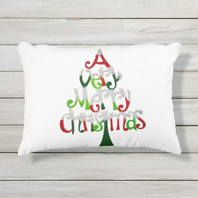 Sehr froher Weihnachtsbaum Kissen Für Draußen (Vorderseite)