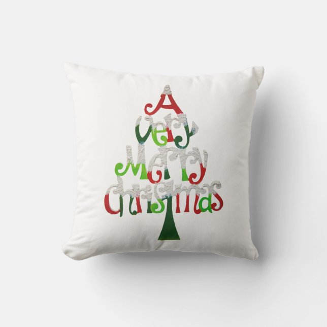 Sehr froher Weihnachtsbaum Kissen Für Draußen (Vorderseite)