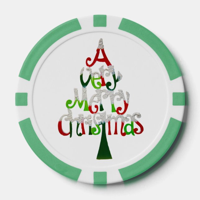 Sehr froher Weihnachtsbaum Pokerchips (Vorderseite)