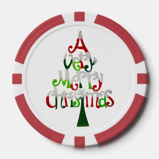 Sehr froher Weihnachtsbaum Pokerchips (Vorderseite)