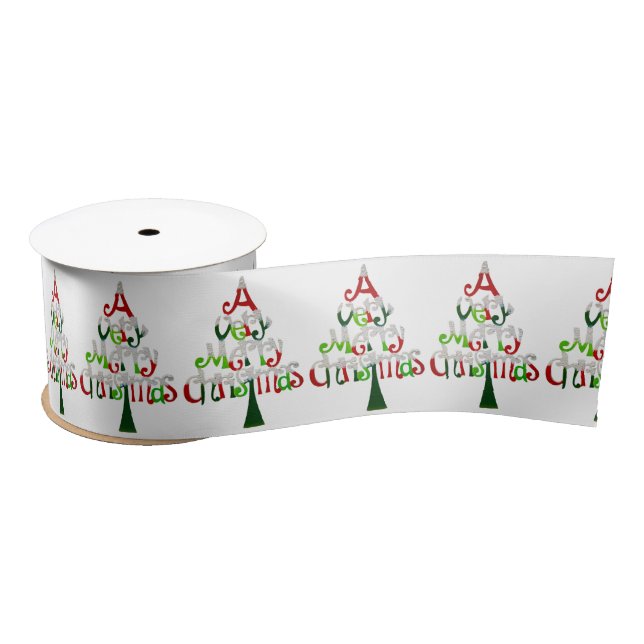 Sehr froher Weihnachtsbaum Satinband (Spule)