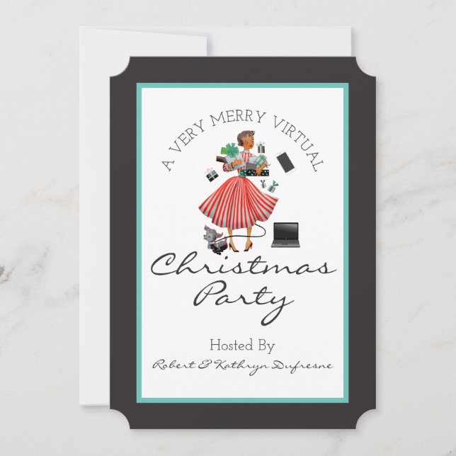 Sehr frohes virtuelles Weihnachtsfest-Party Einladung (Vorderseite)