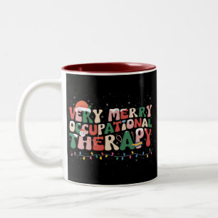 Sehr fröhliche Ergotherapie Weihnachten OT Xmas Zweifarbige Tasse