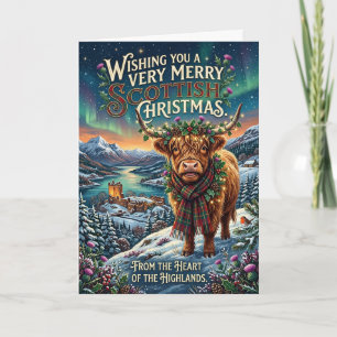 Sehr fröhliche Highland-Kuh-Weihnachtskarte Karte
