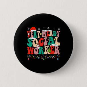Sehr fröhliche Sozialarbeiter Weihnachten Cool Chr Button