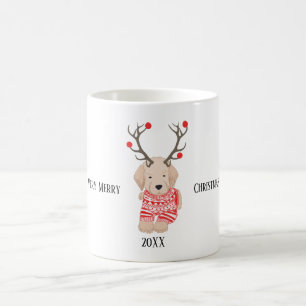 Sehr fröhliche Weihnachten Golden Retriever Welpe  Kaffeetasse