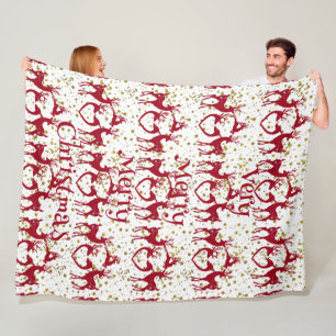 Sehr fröhliche Weihnachtsrentier Rot Nordic Scandi Fleecedecke