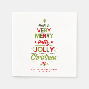 Sehr fröhlicher Holly Jolly Weihnachtsbaum Benutze Serviette