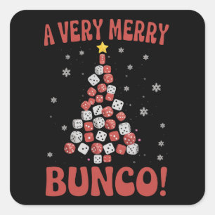 Sehr fröhliches Bunco Weihnachtsbaum Würfelspiel N Quadratischer Aufkleber