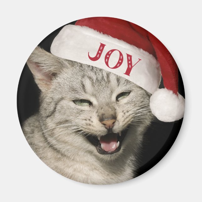Sehr Funny Santa Cat Laugh Foto Weihnachten Magnet (Vorne)