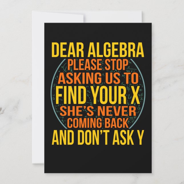 Sehr geehrte Algebra Mathematiker Mathematik Mathe Dankeskarte (Vorderseite)