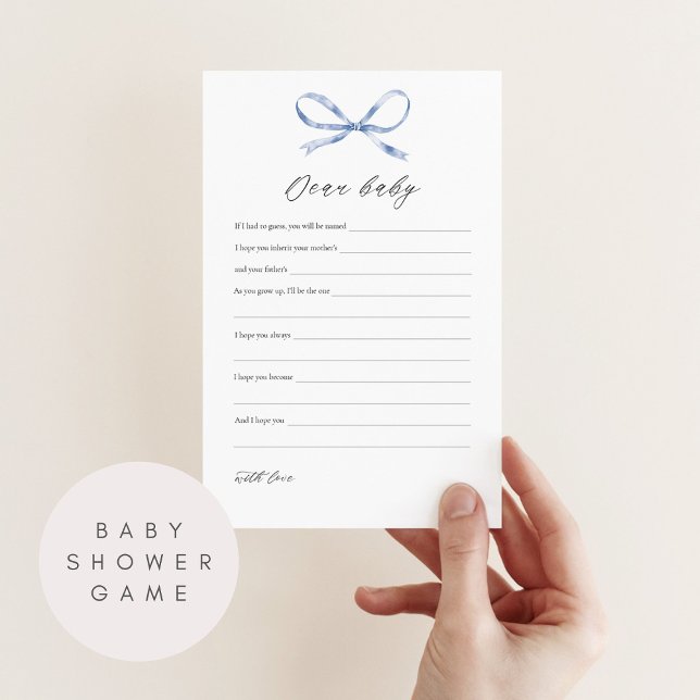 Sehr geehrte Baby Shower Game Card mit Blue Bow (Von Creator hochgeladen)