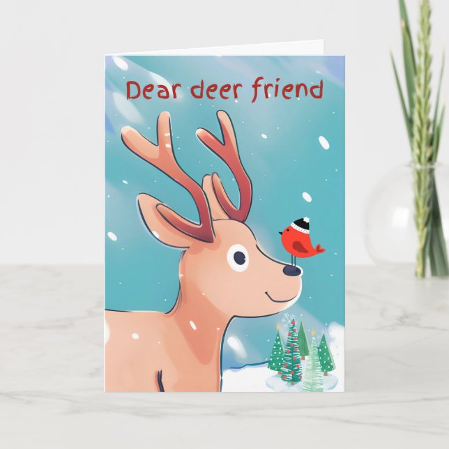 Sehr geehrte Deer Friend Weihnachtskinder im Schne Karte (Vorderseite)