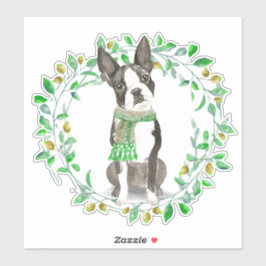Sehr geehrte kleine Boston Terrier mit Scarf Aufkleber