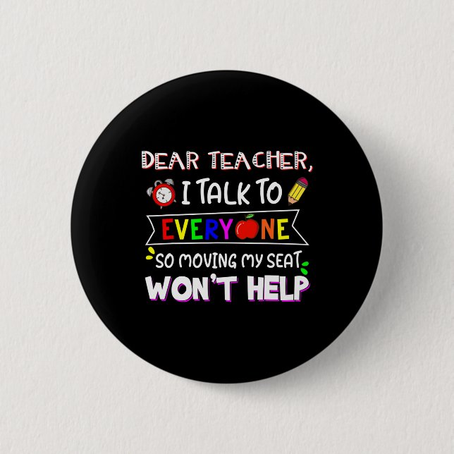 Sehr geehrte Lehrerin, ich spreche mit jedem, der  Button (Vorderseite)