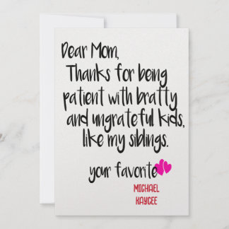 Sehr geehrte Mama Dank 4, die Patient Mütter Tages Einladung