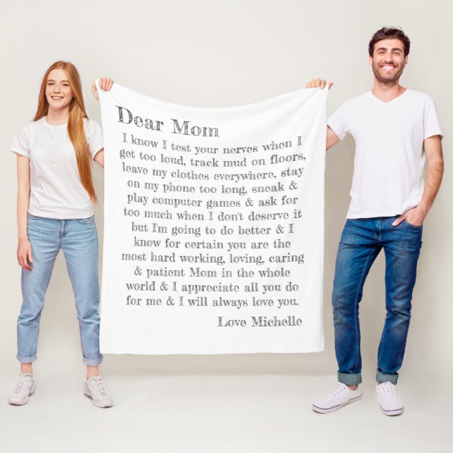 Sehr geehrte Mama Letter Fun Typografy Personalisi Fleecedecke (Beispiel)