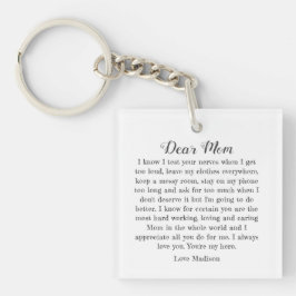 Sehr geehrte Mama Typografy Letter Personalisiert Schlüsselanhänger