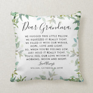 Sehr geehrte Oma Botanical Foliage Message Foto Kissen
