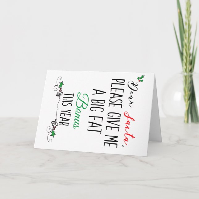 Sehr geehrte Santa Bonus Grußkarte Karte (Vorderseite)