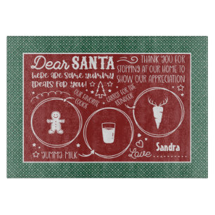 Sehr geehrte Santa Cookie & Milk Tray Cutting Boar Schneidebrett