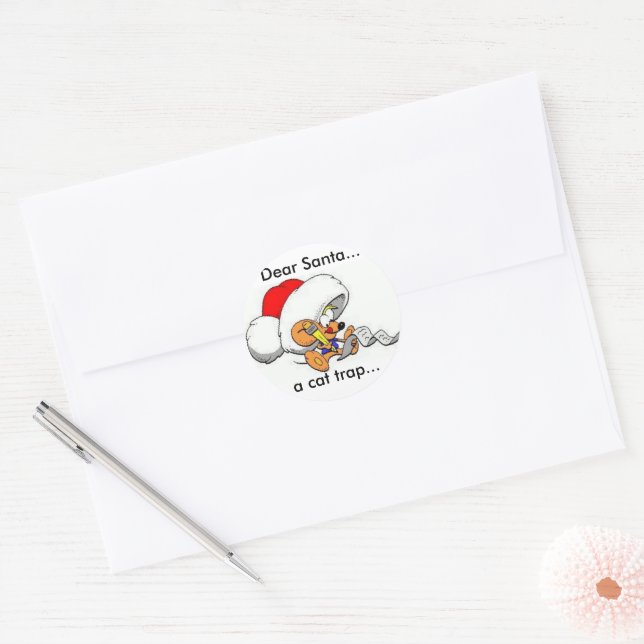 Sehr geehrte Santa Mouse Runder Aufkleber (Umschlag)