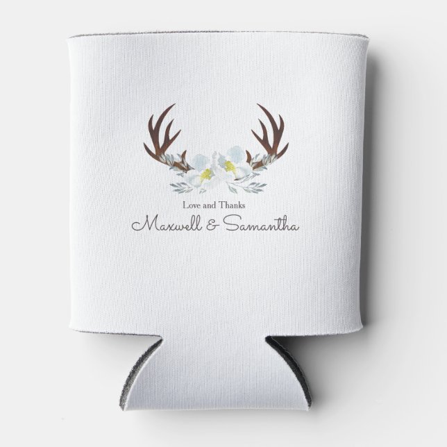 Sehr geehrter Antler Rustic Wedding Dosenkühler (Vorderseite)