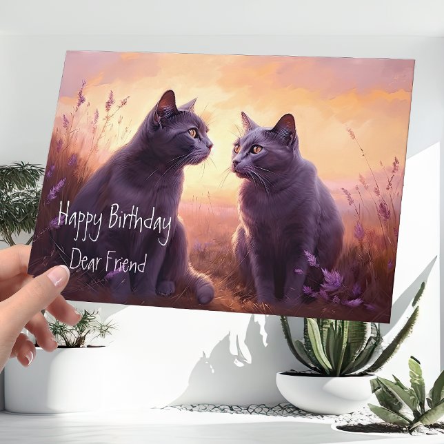 Sehr geehrter Freund Russisch Blue Kitty Cats Gebu Karte (Von Creator hochgeladen)