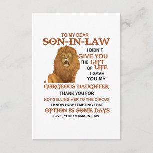 Sehr geehrter Herr Schwiegersohn, ich habe dir mei Begleitkarte