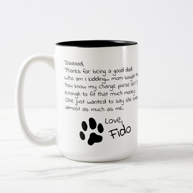 Sehr geehrter Hund Vater Mama Anpassbare Pet Name  Zweifarbige Tasse (Links)
